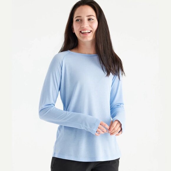 Free Fly Apparel: Women's Bamboo Lightweight Long Sleeve II in Light Blue XS - Picture 1 of 6